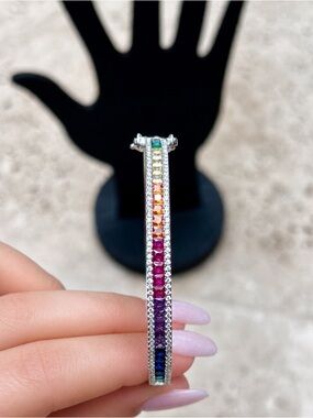 Bangle Bracelet Multicolor Rainbow Gemstones